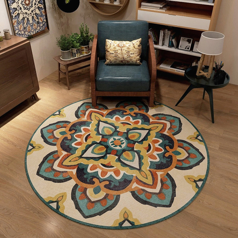 Classic Western Rug Multicolored Tribal Flower Pattern Rug Non-Slip Back Washable Rug for the Room