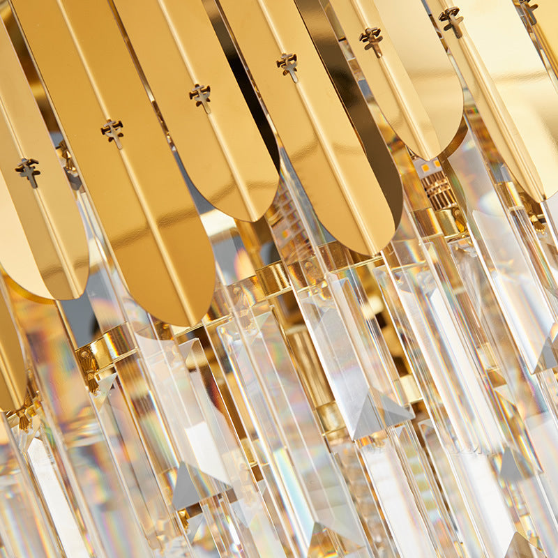 Stacked Wall Light Modernist Metal 1 Light Brass Wall Lamp with Clear Crystal Block for Nightstand
