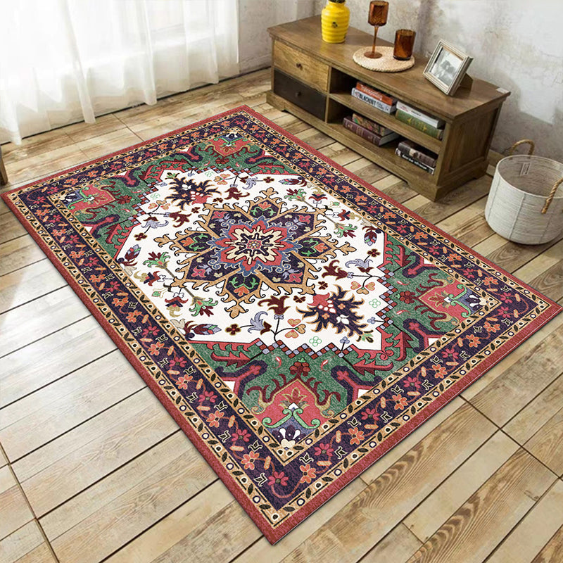 Boho-Chic Living Room Rug Multicolor Geometric Print Rug Polypropylene Machine Washable Non-Slip Back Rug