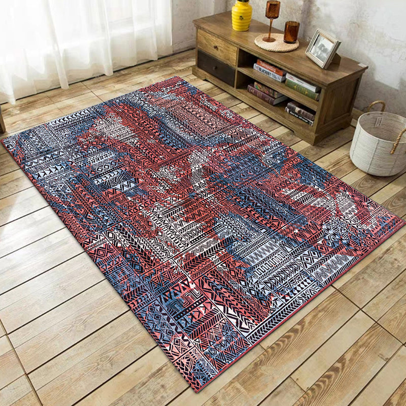 Boho-Chic Living Room Rug Multicolor Geometric Print Rug Polypropylene Machine Washable Non-Slip Back Rug