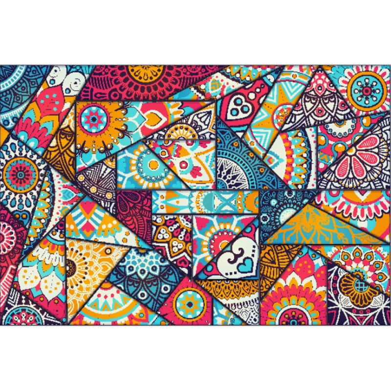 Boho-Chic Living Room Rug Multicolor Geometric Print Rug Polypropylene Machine Washable Non-Slip Back Rug