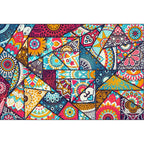 Boho-Chic Living Room Rug Multicolor Geometric Print Rug Polypropylene Machine Washable Non-Slip Back Rug