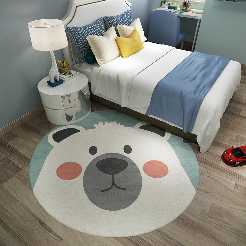 Casual Kids Bedroom Rug Multicolor Cartoon Indoor Rug Polyester Non-Slip Easy Care Area Rug