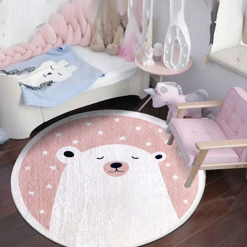 Relaxing Cartoon Print Rug Multi-Color Polyester Rug Non-Slip Machine Washable Easy Care Rug for Kids