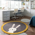 Relaxing Cartoon Print Rug Multi-Color Polyester Rug Non-Slip Machine Washable Easy Care Rug for Kids