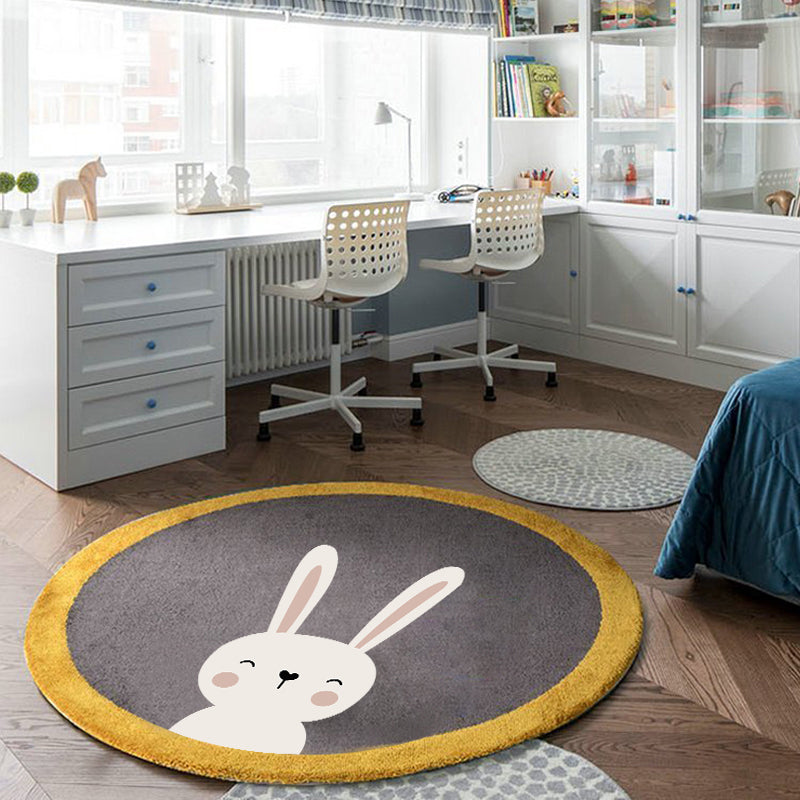 Relaxing Cartoon Print Rug Multi-Color Polyester Rug Non-Slip Machine Washable Easy Care Rug for Kids
