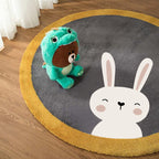 Relaxing Cartoon Print Rug Multi-Color Polyester Rug Non-Slip Machine Washable Easy Care Rug for Kids