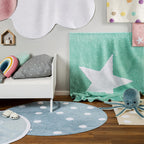 Multicolored simple rug Polyester polka dot print rug pet friendly non-slip backing rug for children's room
