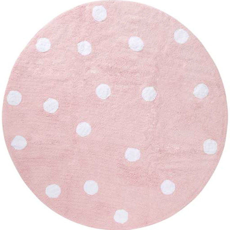 Multicolored simple rug Polyester polka dot print rug pet-friendly non-slip backing rug for children's room