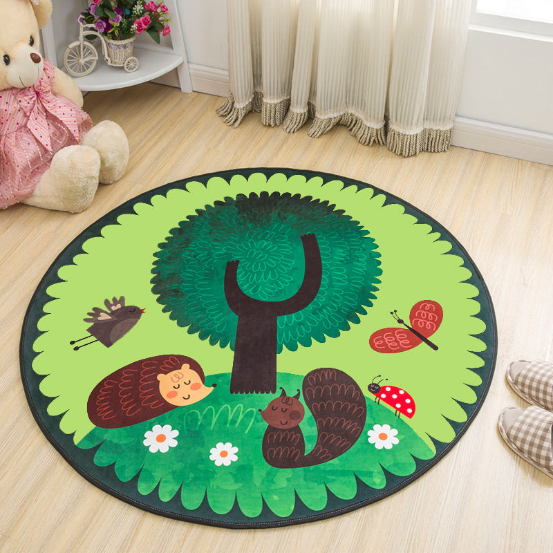 Calming Cartoon Rug Multicolor Cute Area Rug Polypropylene Non-Slip Machine Washable Rug for Kids