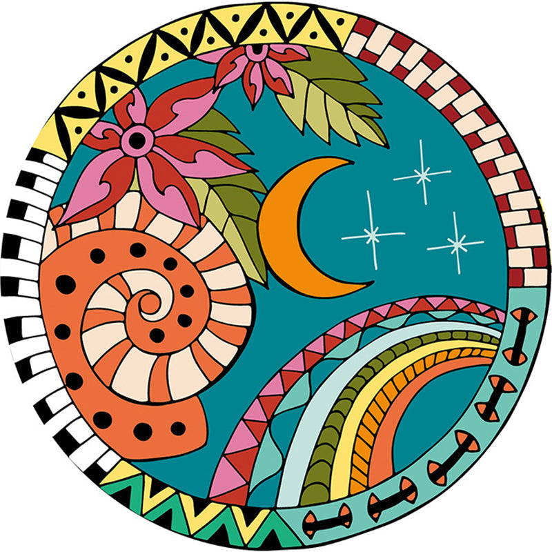 Calming Cartoon Rug Multicolor Cute Area Rug Polypropylene Non-Slip Machine Washable Rug for Kids