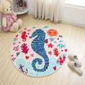 Nordic Kids Bedroom Rug Multicolored Cartoon Print Rug Polyester Non-Slip Back Machine Washable Rug