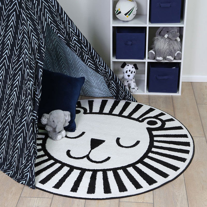 Classic Children's Room Rug Multicolored Cartoon Print Rug Polypropylene Washable Non-Slip Backing Rug