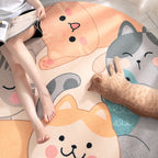 Sweet Cartoon Print Rug Multicolored Polyester Rug Washable Easy Care Non-Slip Indoor Rug for Children's Room