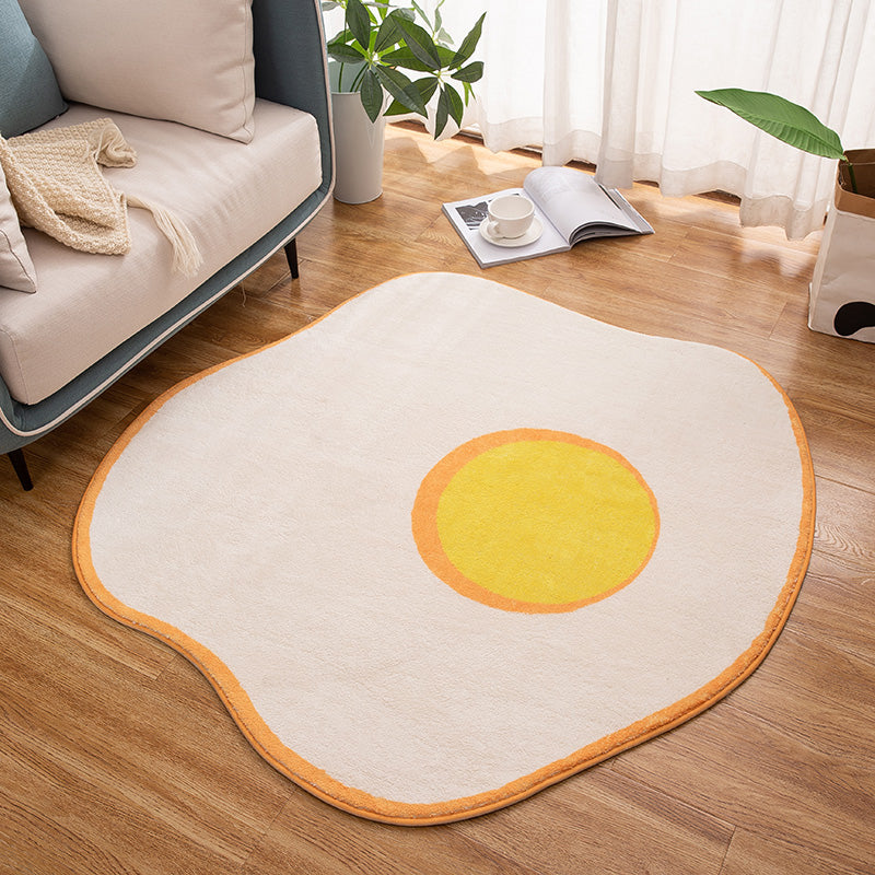 New Item Shape Egg Print Rug Yellow Funky Indoor Rug Polypropylene Pet-Friendly Easy-Care Rug for Decor