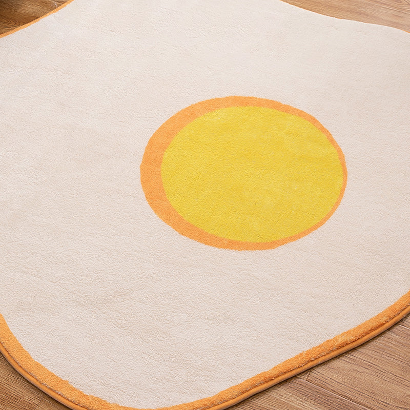 New Item Shape Egg Print Rug Yellow Funky Indoor Rug Polypropylene Pet-Friendly Easy-Care Rug for Decor