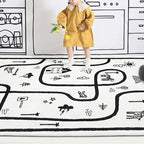 Unique Children's Room Carpet Multicolored Plant Print Carpet Polyester Non-slip Pet-friendly Stain-resistant Carpet