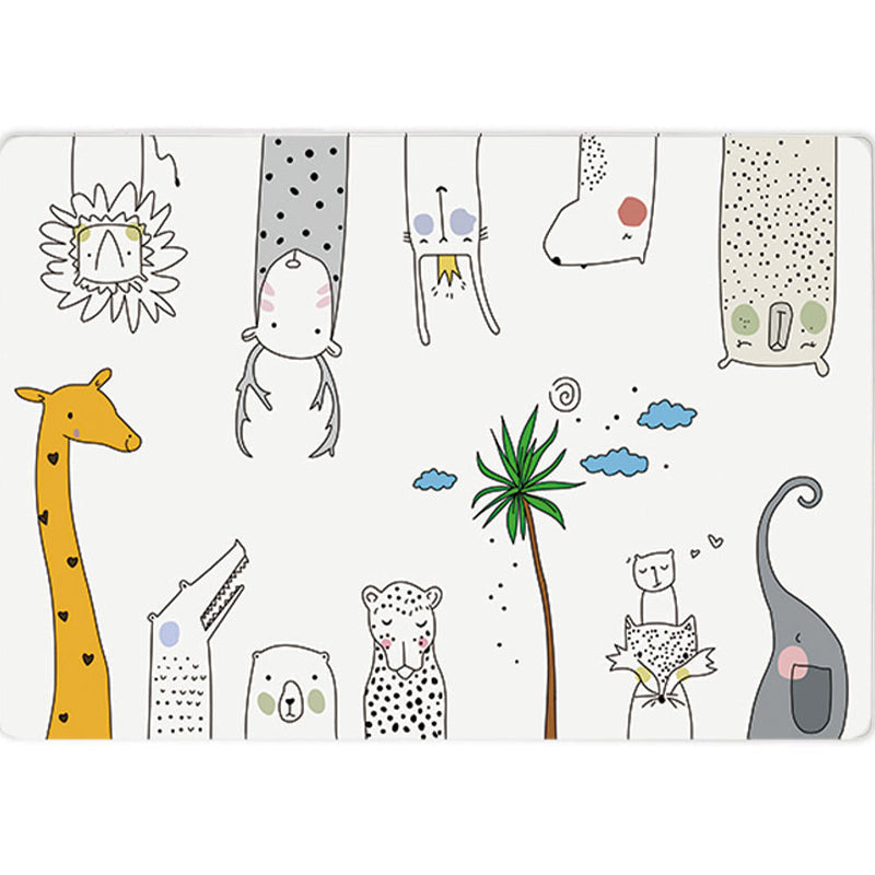 Unique Children's Room Carpet Multicolored Plant Print Carpet Polyester Non-slip Pet-friendly Stain-resistant Carpet