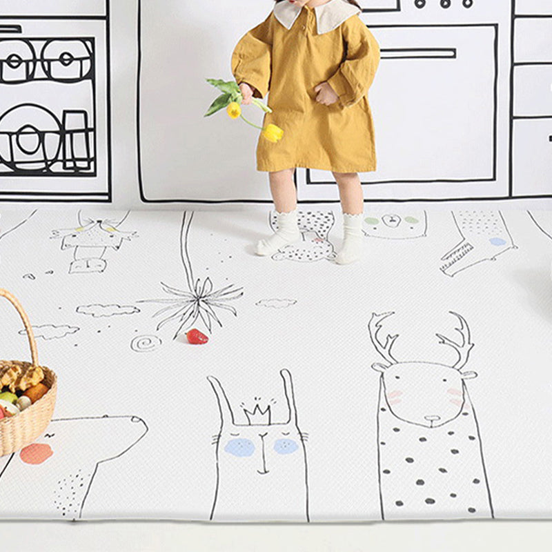 Unique Children's Room Carpet Multicolored Plant Print Carpet Polyester Non-slip Pet-friendly Stain-resistant Carpet