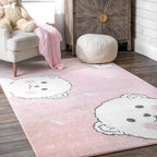 Funky Kids Bedroom Rug Multicolor Cartoon Area Rug Polyester Pet-Friendly Machine Washable Rug