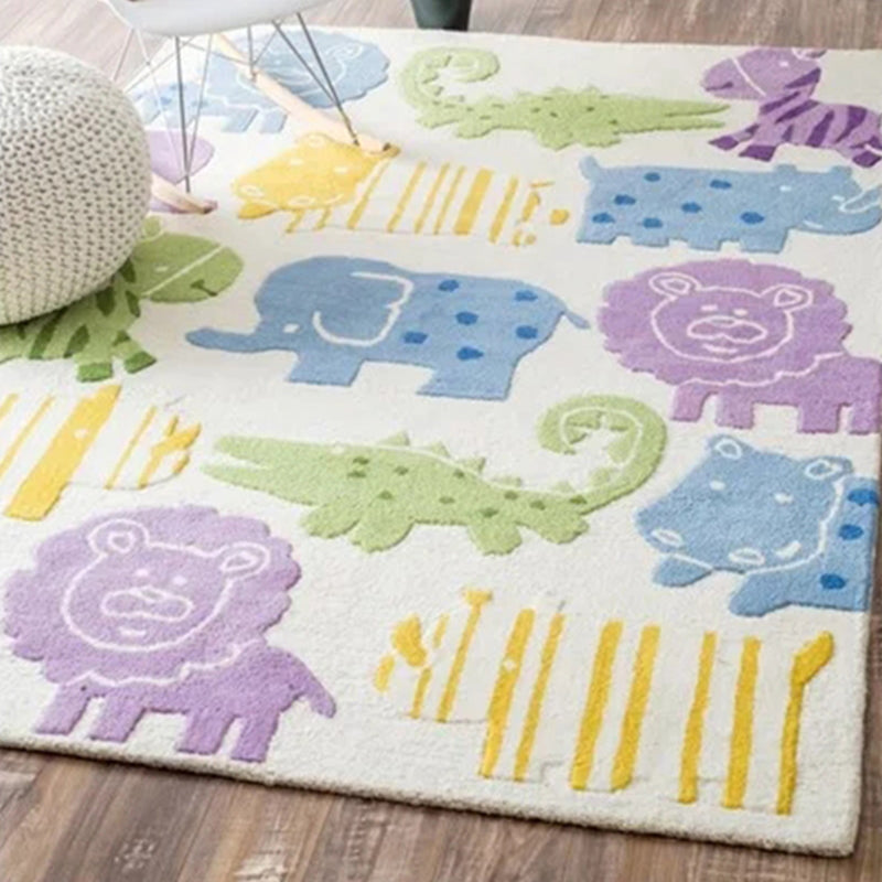 Funky Kids Bedroom Rug Multicolor Cartoon Area Rug Polyester Pet-Friendly Machine Washable Rug