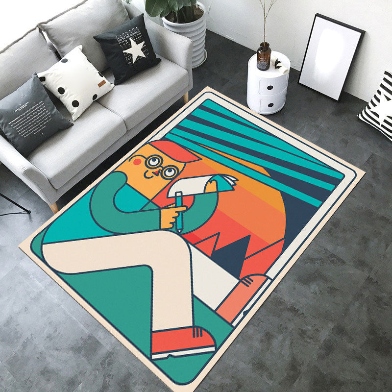 Designer Room Decor Carpet Multicolored Fairy Tale Print Carpet Polyester Anti-Slip Back Pet Friendly Carpet
