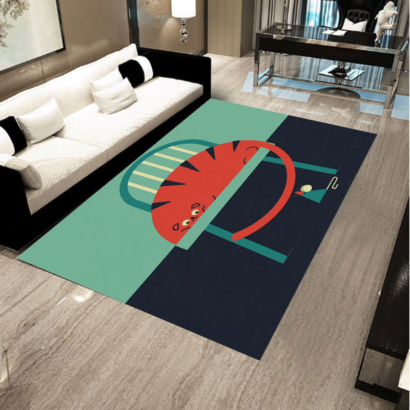 Designer Room Decor Carpet Multicolor Fairy Tale Print Carpet Polyester Non-Slip Backing Pet-Friendly Carpet