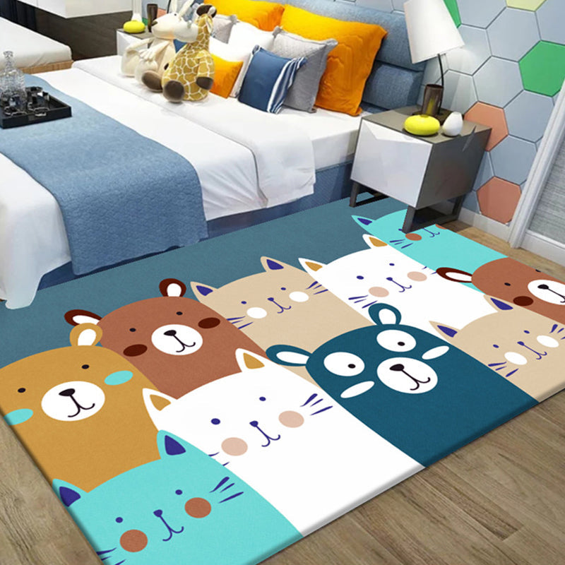 Beautiful Children's Room Carpet Multicolor Cartoon Pattern Area Rug Non-Slip Back Easy Care Indoor Rug