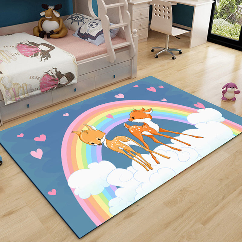 Beautiful Children's Room Carpet Multicolor Cartoon Pattern Area Rug Non-Slip Back Easy Care Indoor Rug