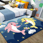 Beautiful Children's Room Carpet Multicolor Cartoon Pattern Area Rug Non-Slip Back Easy Care Indoor Rug