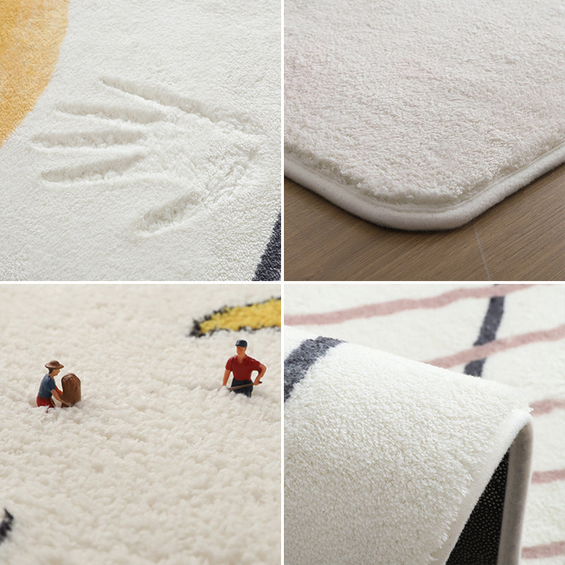 Lovelij Kids Room Rug Multi Color Cartoon Pattern Rug Polyester Non-Slip Stain Resistant Rug