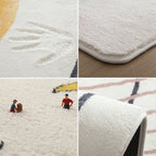 Lovelij Kids Room Rug Multi Color Cartoon Pattern Rug Polyester Non-Slip Stain Resistant Rug