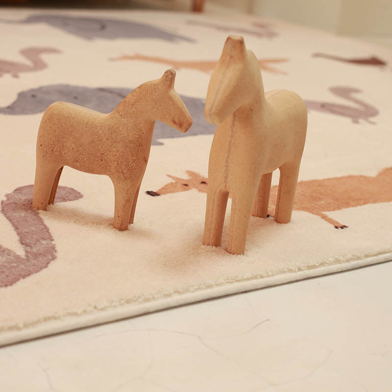 Lovelij Kids Room Rug Multi Color Cartoon Pattern Rug Polyester Non-Slip Stain Resistant Rug