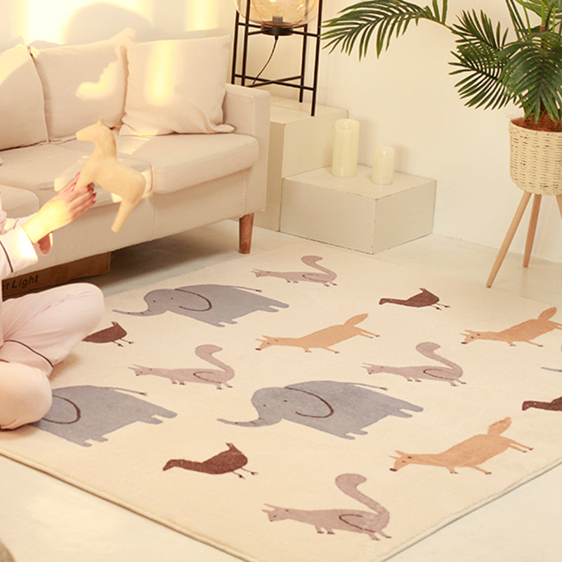 Lovelij Kids Room Rug Multi Color Cartoon Pattern Rug Polyester Non-Slip Stain Resistant Rug