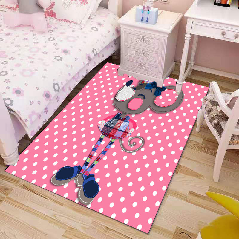 Beautiful Children's Rug Multicolored Cartoon Printed Area Rug Polypropylene Non-Slip Easy-Care Rug