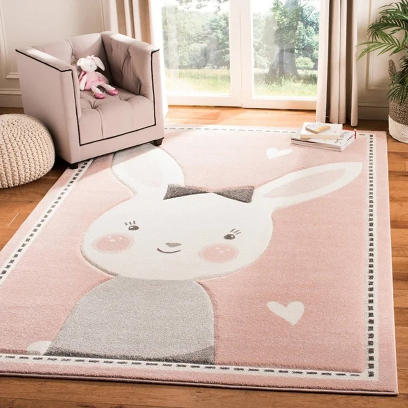 Lovely Children's Room Carpet Multicolor Cartoon Printed Carpet Polyester Pet-Friendly Machine Washable Indoor Carpet