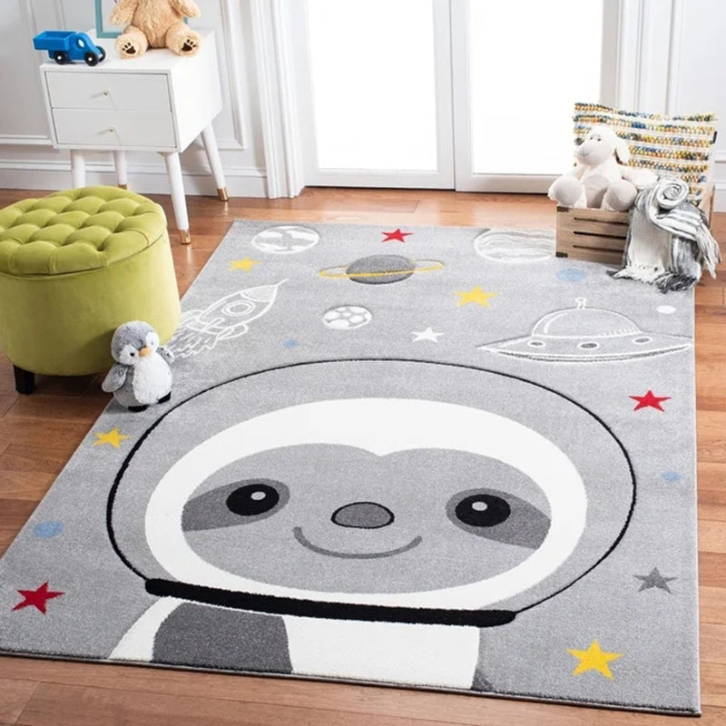 Lovely Children's Room Carpet Multicolor Cartoon Printed Carpet Polyester Pet-Friendly Machine Washable Indoor Carpet