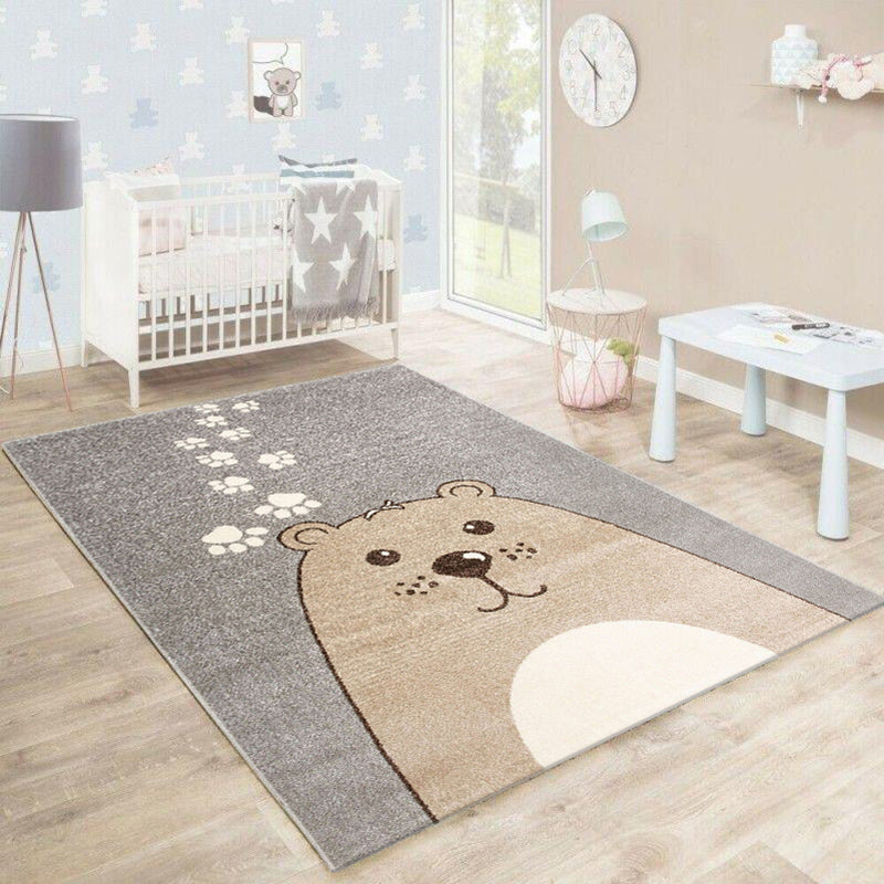 Casual Cartoon Print Rug Multicolored Polypropylene Rug Non-Slip Washable Easy Care Rug for Kids