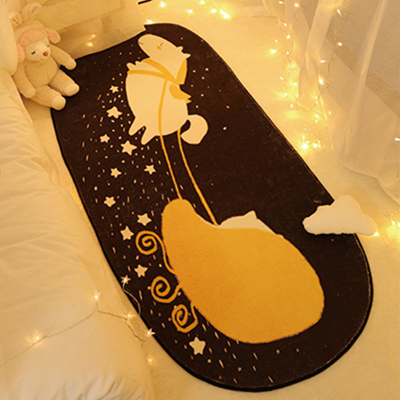 Unique Bedroom Rug Multicolored Space Print Rug Polyester Non-Slip Pet-Friendly Rug