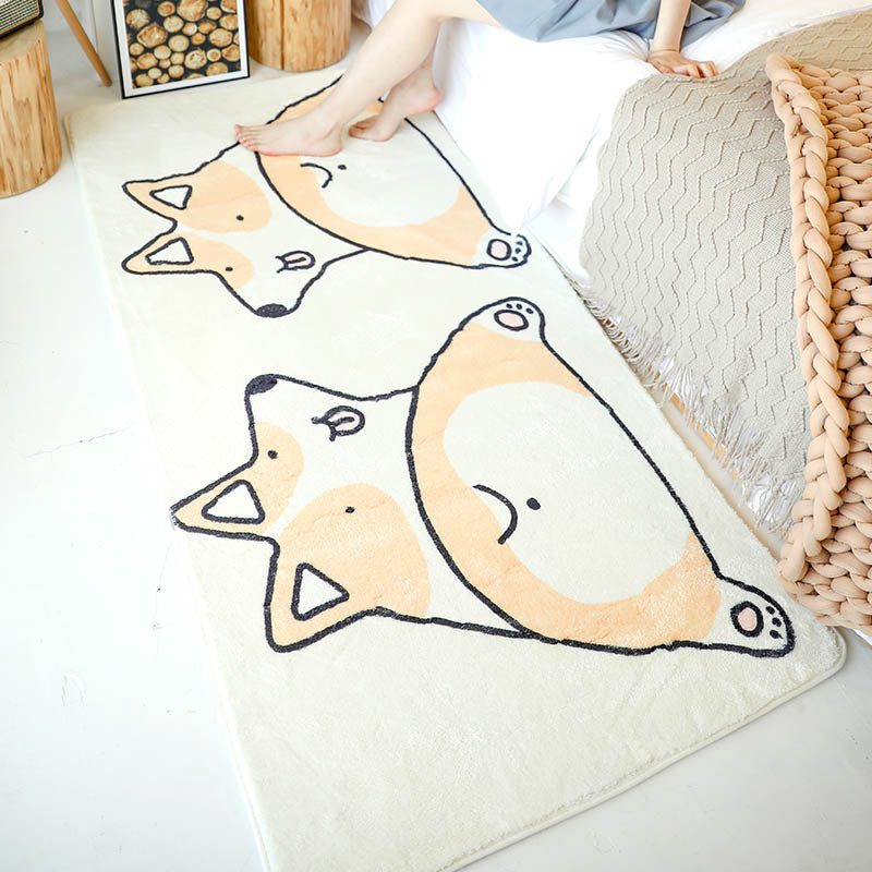 Innovative Shape Cartoon Rug Multi-Color Cute Area Rug Polyester Anti-Slip Mat Pet-Friendly Rug for Kids