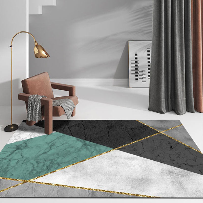 Contemporary geometric printed carpet Multicolored polypropylene carpet Non-slip backing Machine washable carpet for the living room