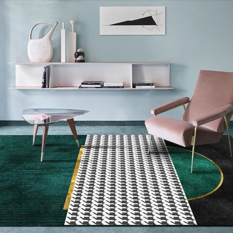 Funky Living Room Rug Multicolored geometric pattern rug Polypropylene pet-friendly washable rug