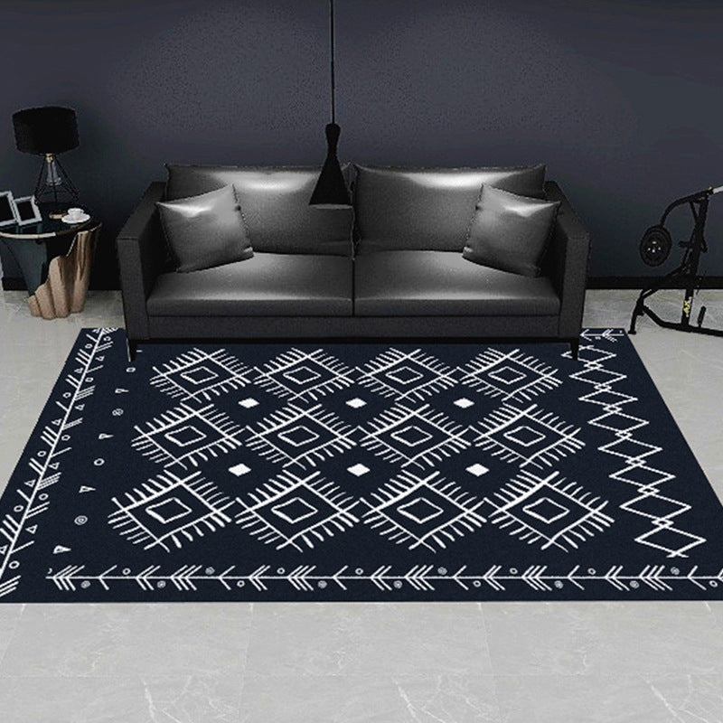 Modern geometric patterned rug multicolored polyester carpet anti-slip backing pet-friendly indoor rug for living room