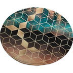 Unique geometric print rug Multicolored polyester rug Non-slip backing Machine washable indoor rug for the bedroom