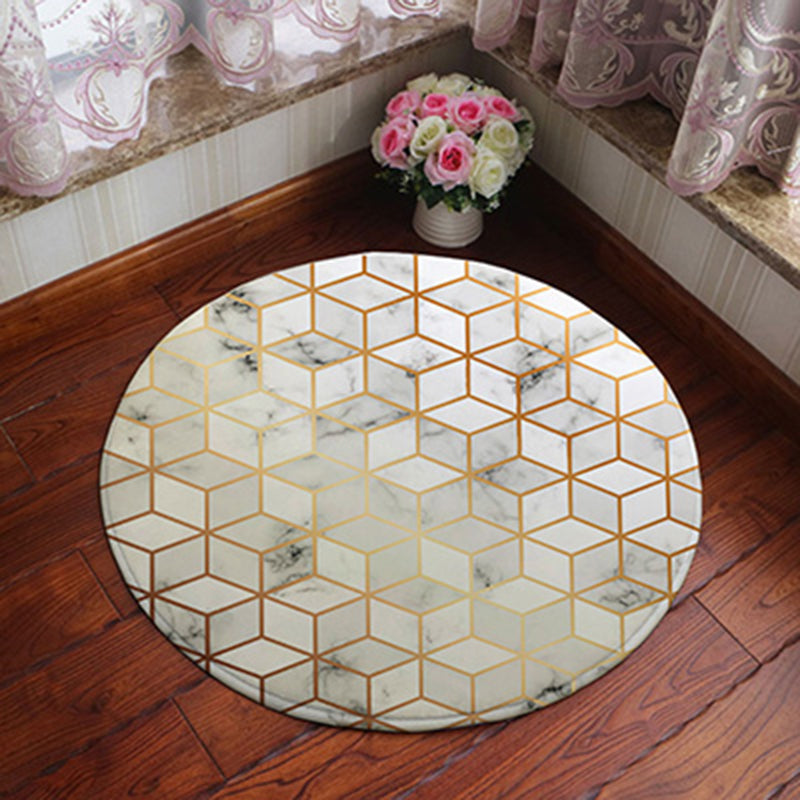 Unique geometric print rug Multicolored polyester rug Non-slip backing Machine washable indoor rug for the bedroom