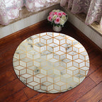 Unique geometric print rug Multicolored polyester rug Non-slip backing Machine washable indoor rug for the bedroom