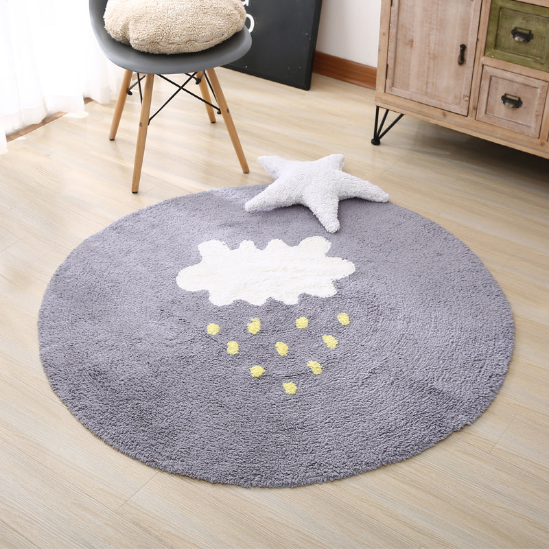 Beautiful Children's Room Rug Multicolor Cartoon Rug Cotton Non-Slip Floor Washable Rug