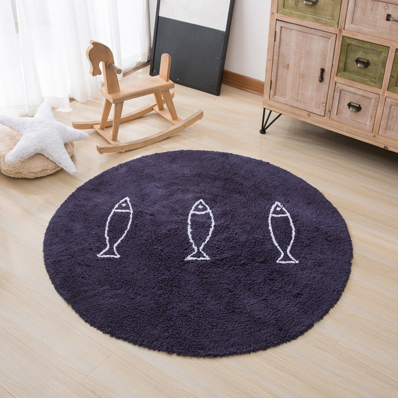 Beautiful Children's Room Rug Multicolor Cartoon Rug Cotton Non-Slip Floor Washable Rug