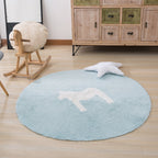 Classic Cartoon Print Rug Colorful Cotton Area Rug Pet-Friendly Washable Rug for the Children's Room