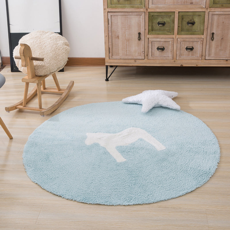 Classic Cartoon Print Rug Colorful Cotton Area Rug Pet-Friendly Washable Rug for the Children's Room
